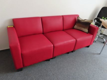 1 Kunstleder-Sofa 3-Sitzer rot